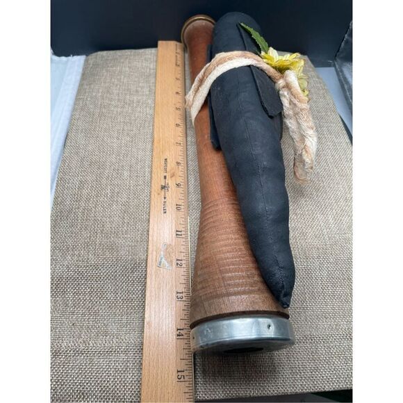 Vintage Wooden Spool Textile Mill Thread Spindle Holder with Spring Crow Decor A - Picture 6 of 8